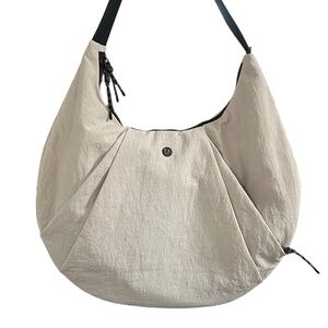 Lululemon Pleated Shoulder Hobo Bag Purse Nylon 10L Taupe